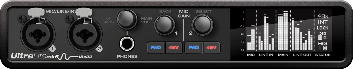 MOTU UltraLite-mk5 Desktop 18×22 USB Type-C Audio/MIDI Interface