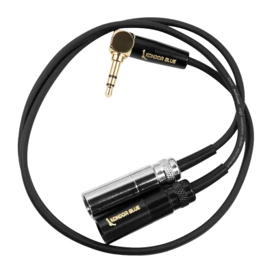 Kondor Blue 3.5mm Stereo to Dual Mini-XLR Audio Splitter (Right Angle)