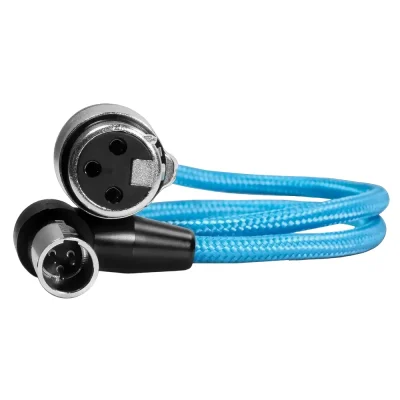 Kondor Blue Right-Angle Mini-XLR Male to XLR Female Cable for BMPCC 6K Pro & Canon C70 (43cm)